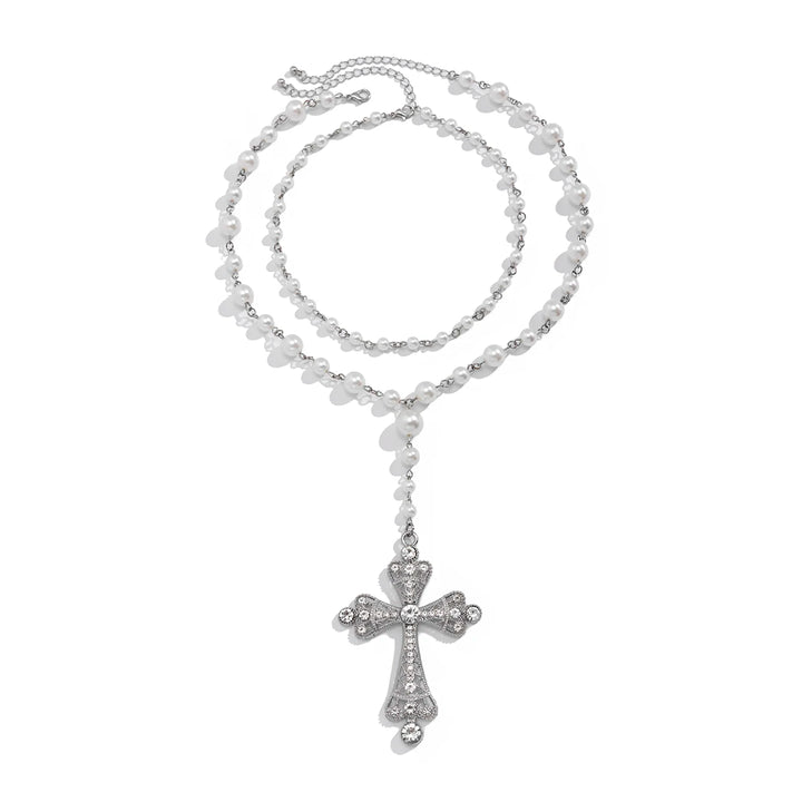 Collier Croix en Perles à 2 Couches Vera
