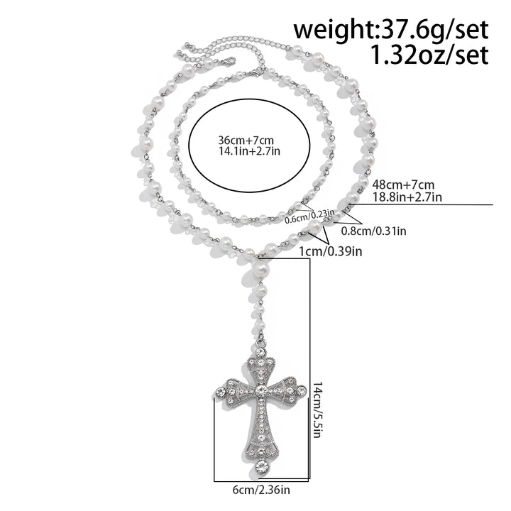 Collier Croix en Perles à 2 Couches Vera